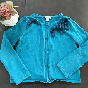 Garnet hill girl cardigan aqua blue Large